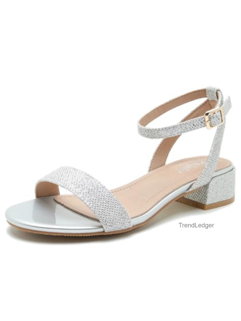 Synthetic PU Ankle Strap Block Heel Open Toe Sandals Buckle Summer Dress Shoes